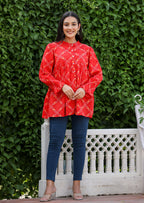 Kaajh Women's Red Printed Cotton Top