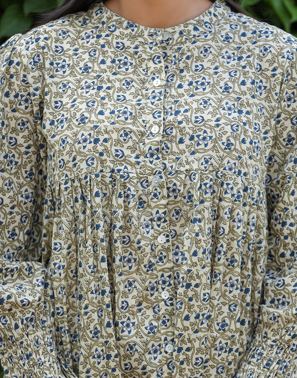 Kaajh Women's Green Printed Cotton Top