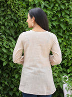 Kaajh Women's Ivory Embroidered Cotton Top