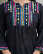 Kaajh Women's Black Embroidered Cotton Top