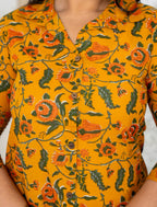 Kaajh Women's Yellow Floral Printed Plus Size Cotton Kurta - Distacart