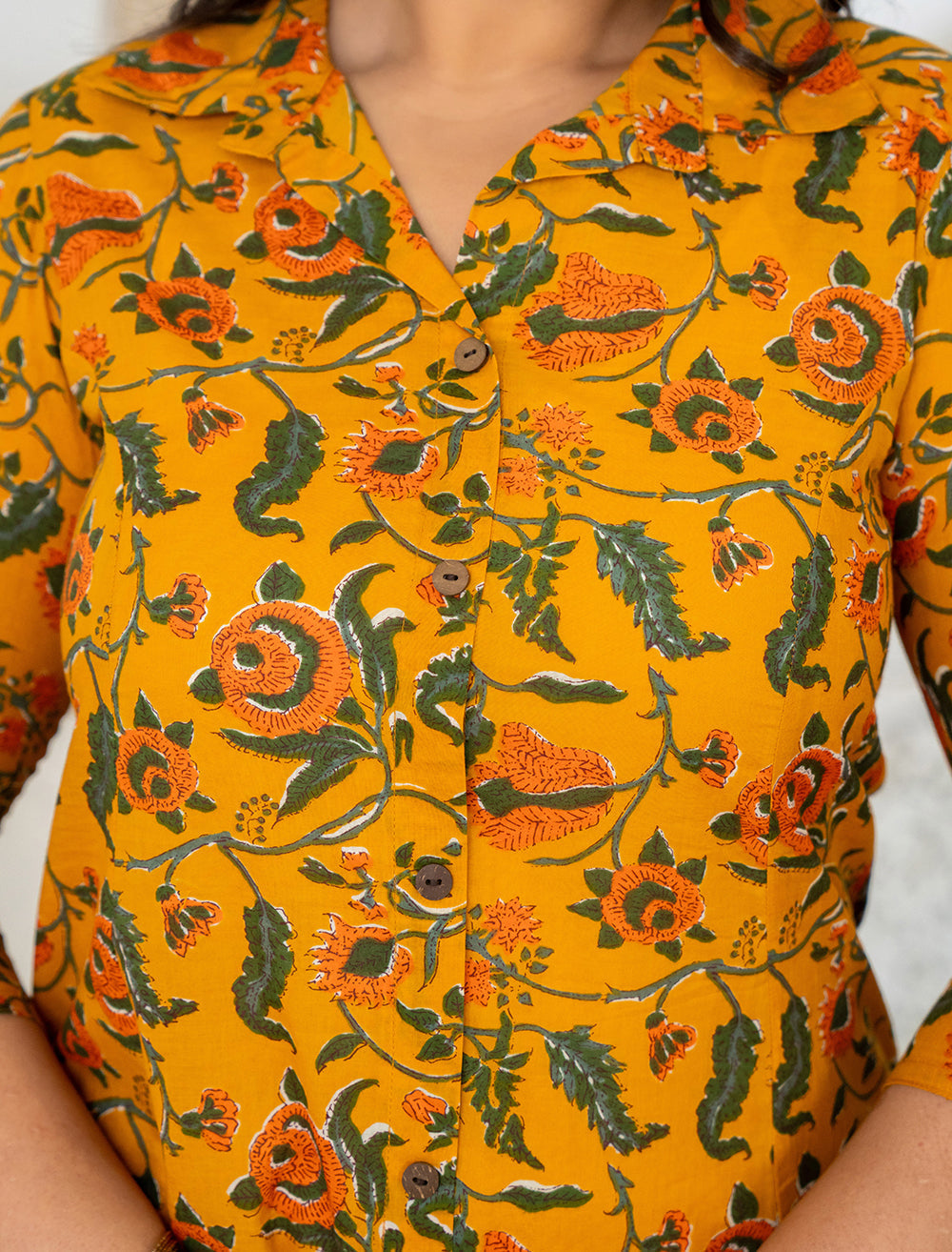 Kaajh Women's Yellow Floral Printed Plus Size Cotton Kurta - Distacart