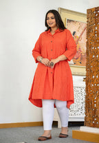 Kaajh Women's Red Check Print Plus Size Cotton Kurta - Distacart
