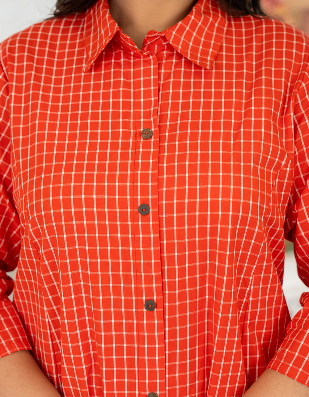 Kaajh Women's Red Check Print Plus Size Cotton Kurta - Distacart