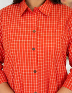 Kaajh Women's Red Check Print Plus Size Cotton Kurta - Distacart
