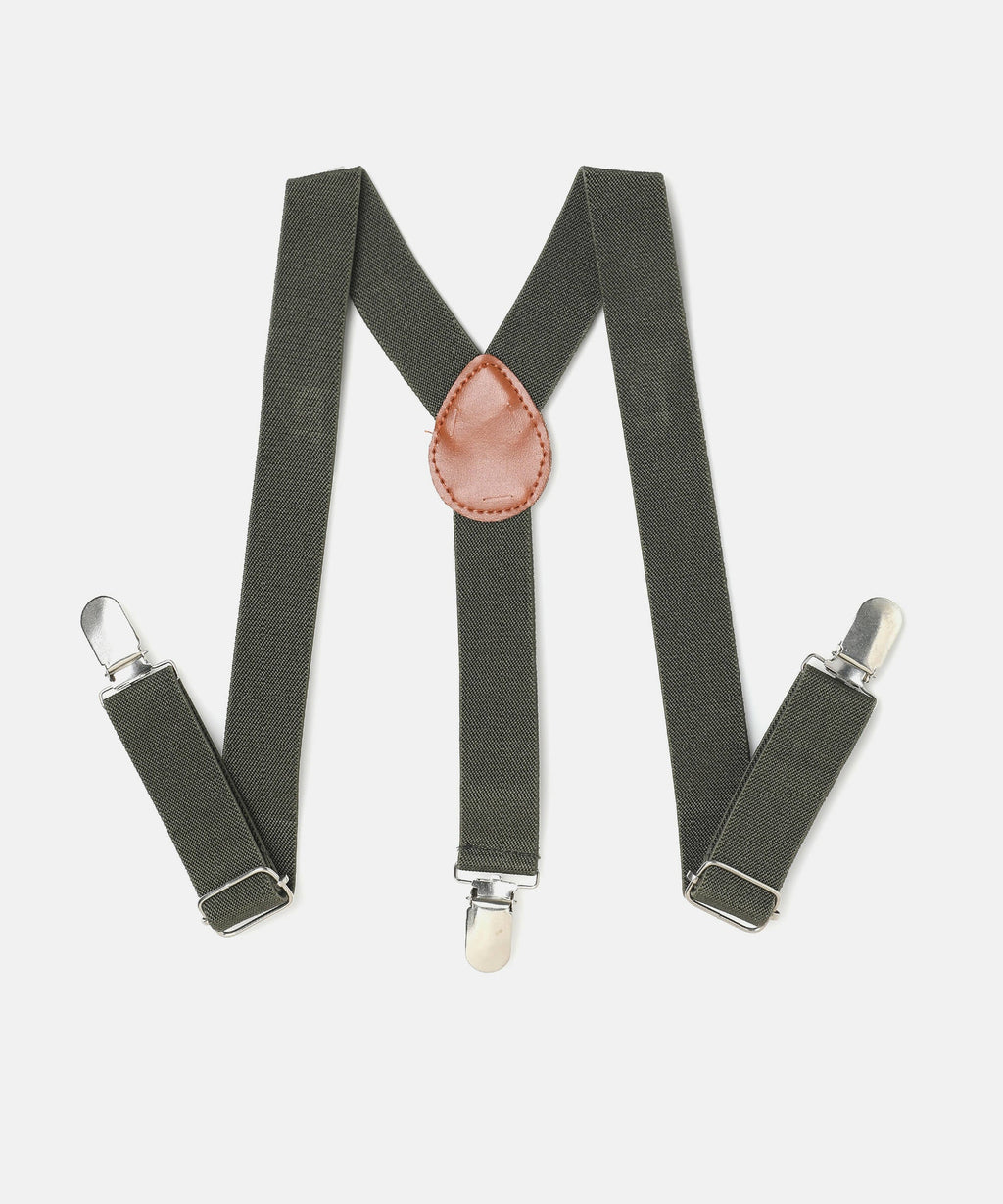 Manet Boys Solid Suspenders - Bottle Green