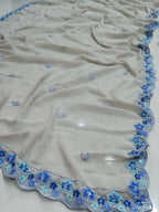 Jyoti Fashion Premium Sky Blue Faux Georgette 3MM Sequins with Thread & Jari Embroidery Lehenga Choli with Dupatta