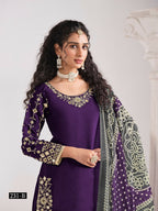 Anaita Purple Roman Silk Stitched Suit with Embroidery & Real Mirror Work - Distacart