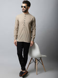 Even Apparels Beige Color Pure Cotton Men's Kurta With Band Collar (SLD072) - Distacart