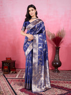 Vedant Vastram Banarasi Silk Fashion Saree - Navy