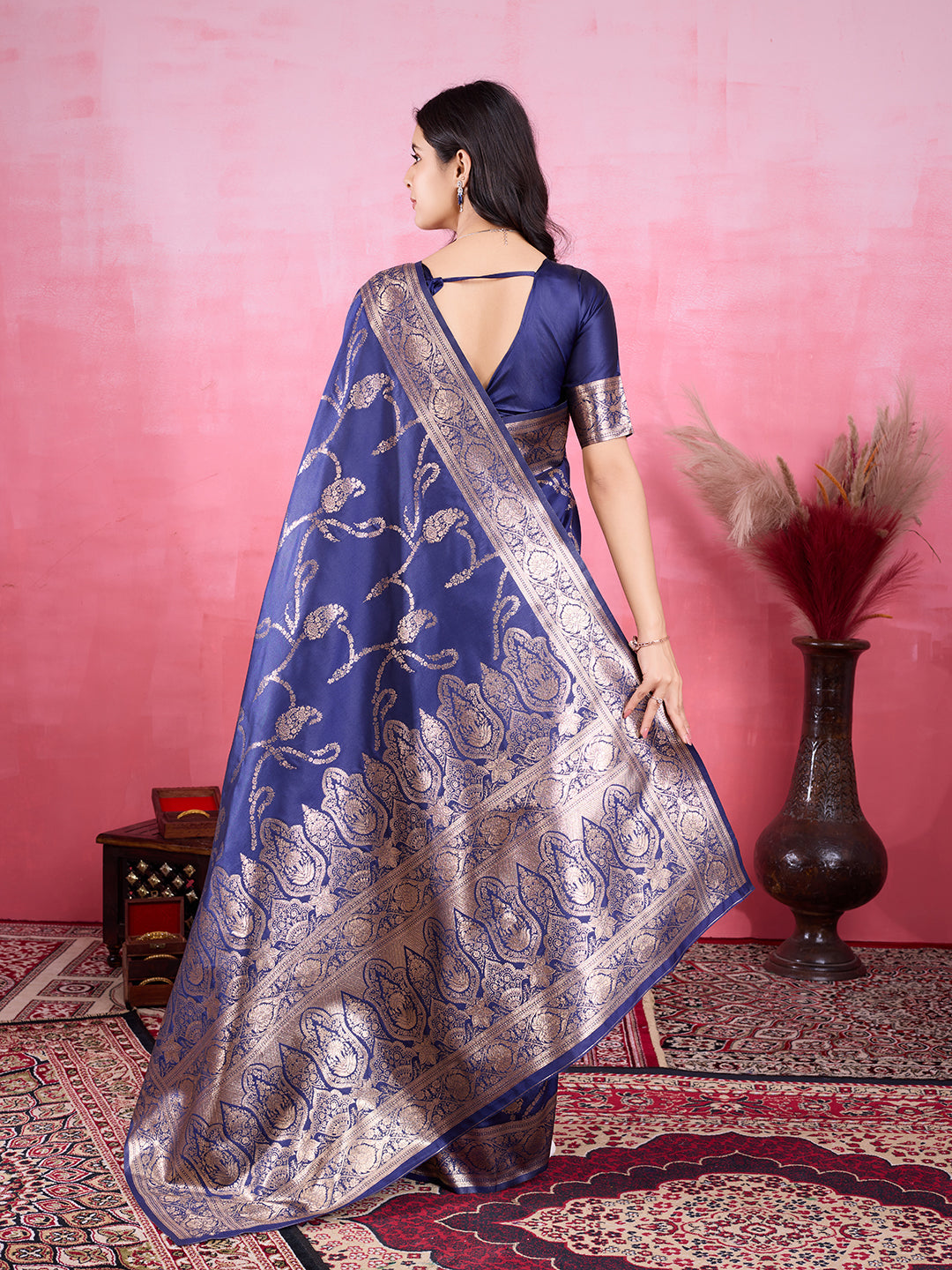 Vedant Vastram Banarasi Silk Fashion Saree - Navy