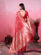Vedant Vastram Banarasi Silk Fashion Saree - Red