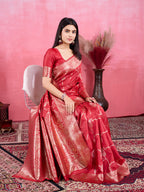 Vedant Vastram Banarasi Silk Fashion Saree - Red