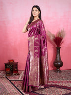 Vedant Vastram Banarasi Silk Fashion Saree - Wine