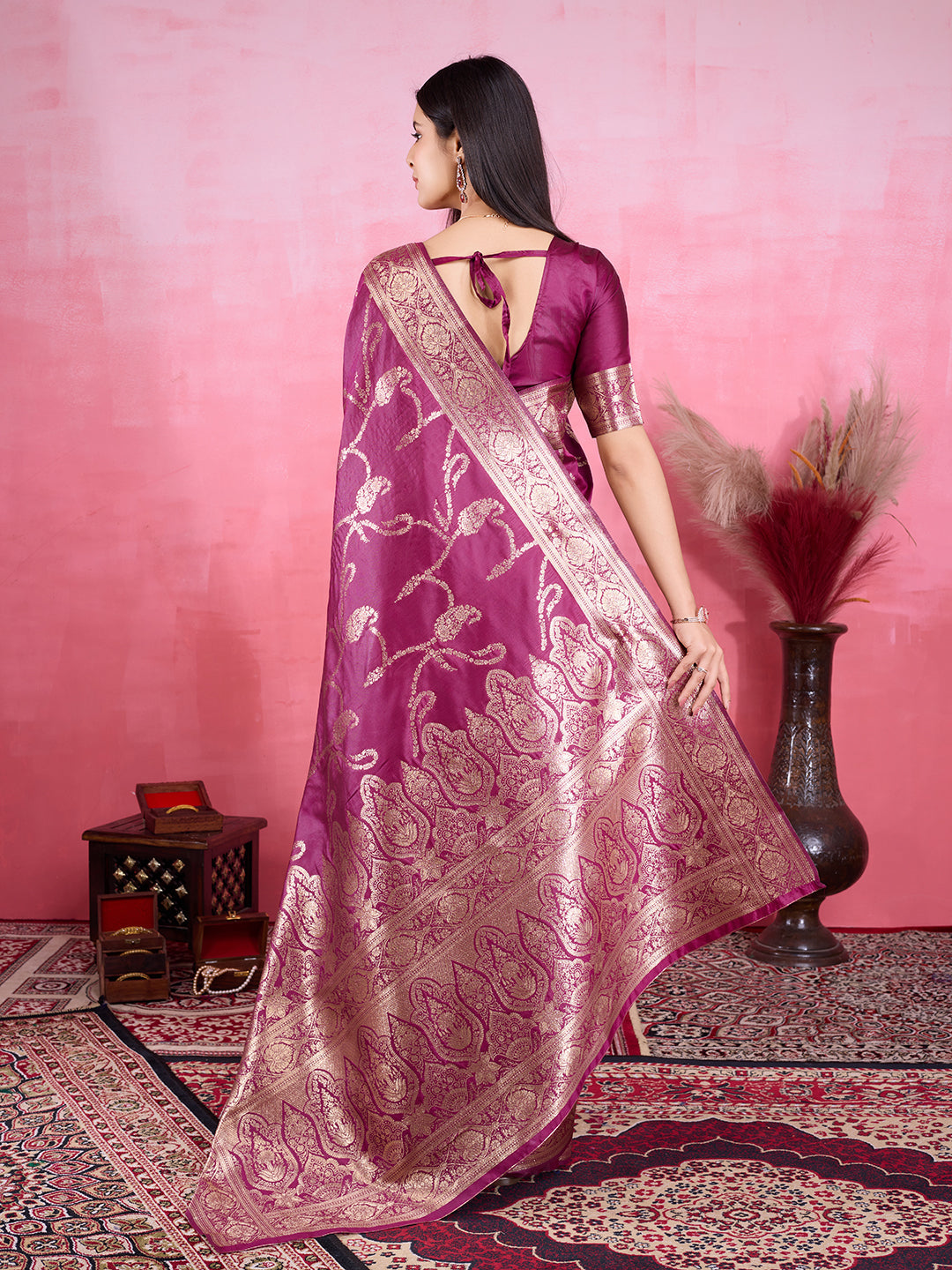 Vedant Vastram Banarasi Silk Fashion Saree - Wine