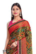 Vamika Golden Yellow Designer Chiffon Brasso Saree With Exclusive Banarasi Lace