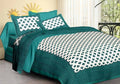 Vamika Printed Cotton Sea Green & White Bedsheet With Pillow Covers (LEOC_BRFI_SG)