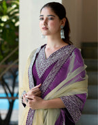 Yash Enterprise Purple Rayon Embroidery Party Wear Suit Set - Distacart