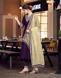 Yash Enterprise Purple Rayon Embroidery Party Wear Suit Set - Distacart