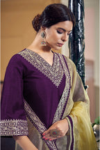 Yash Enterprise Purple Rayon Embroidery Party Wear Suit Set - Distacart