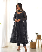 Lehenga Mart Wedding Wear Anarkali Suit With Dupatta - Black