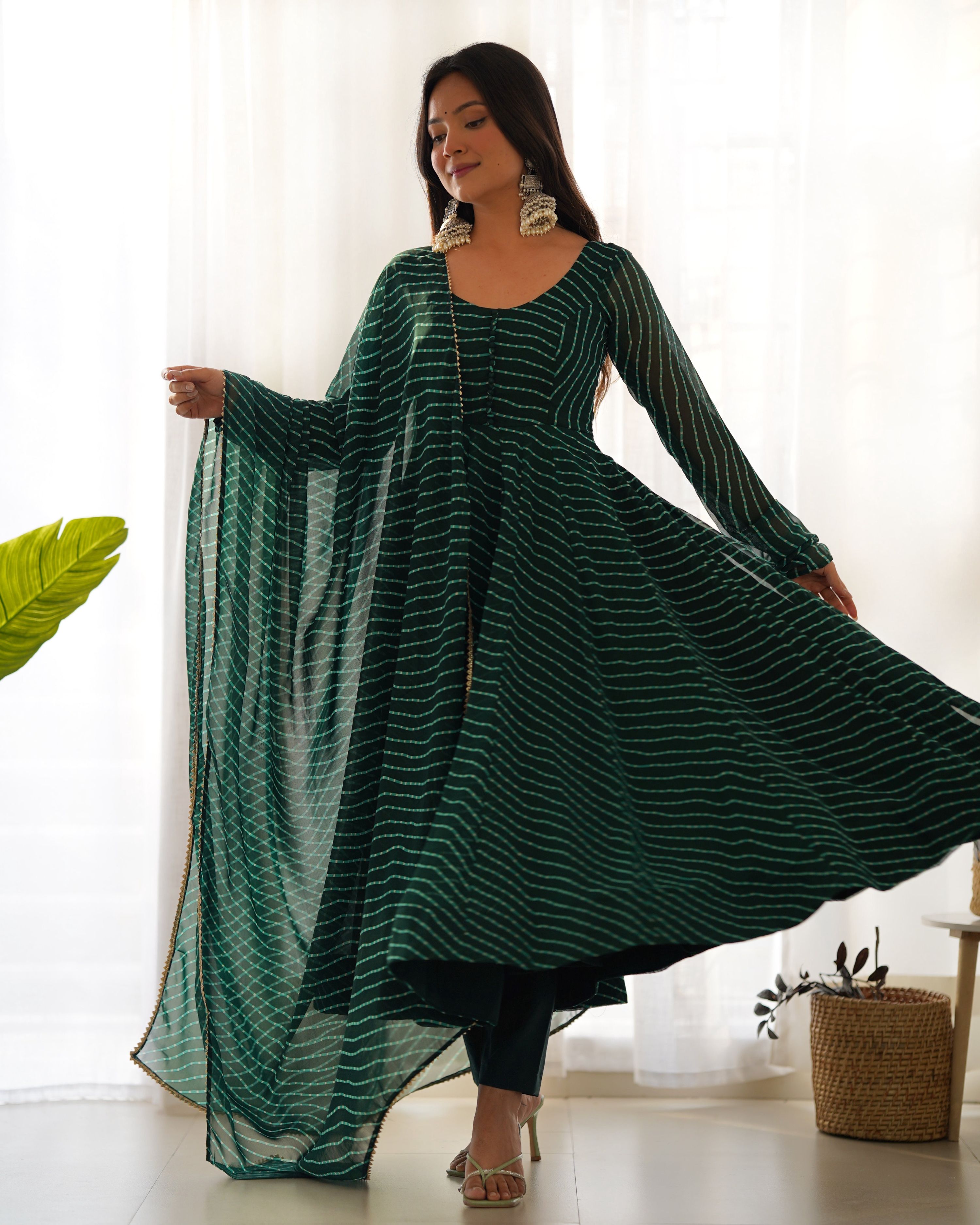 Lehenga Mart Wedding Wear Anarkali Suit With Dupatta - Green