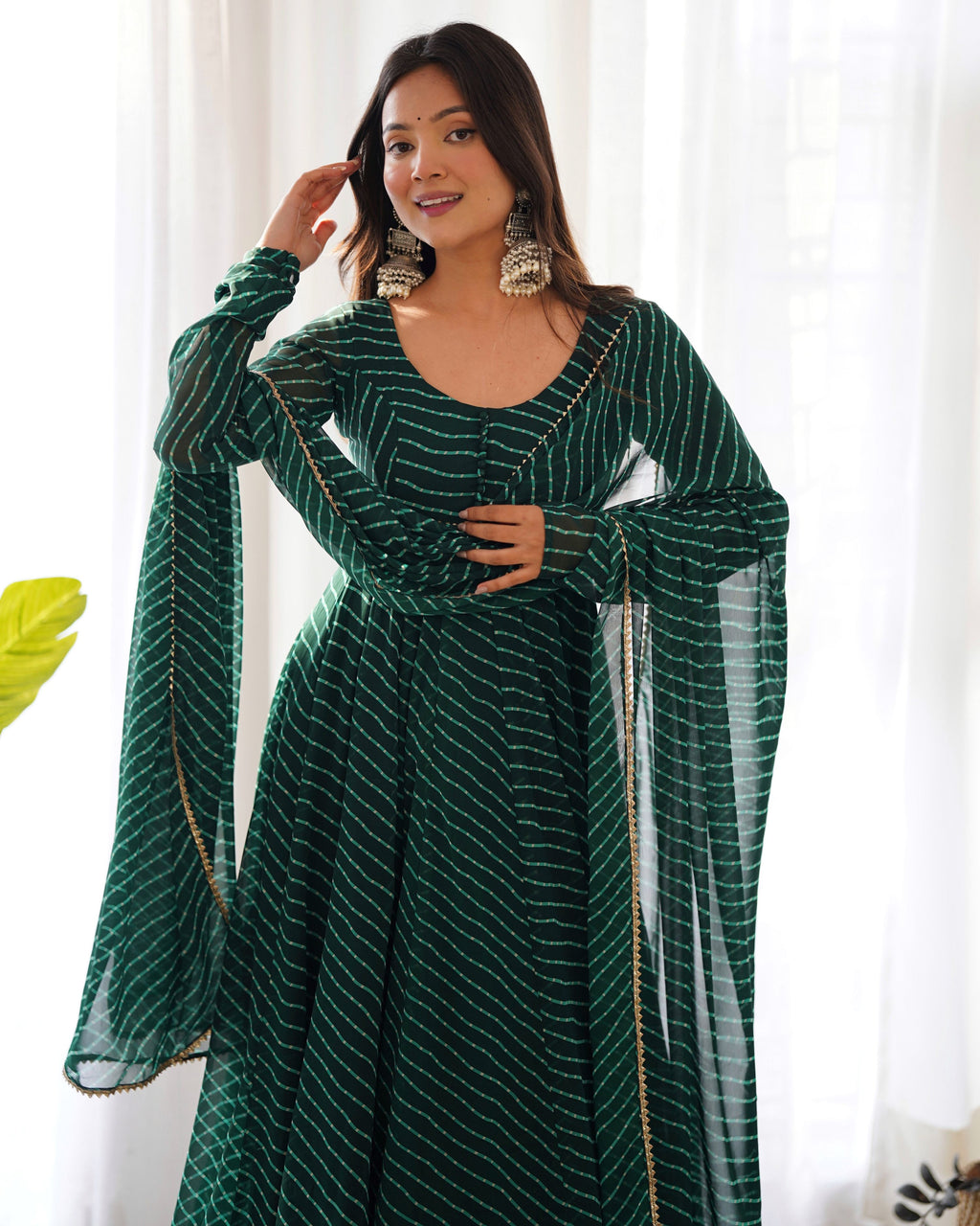 Lehenga Mart Wedding Wear Anarkali Suit With Dupatta - Green