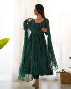 Lehenga Mart Wedding Wear Anarkali Suit With Dupatta - Green