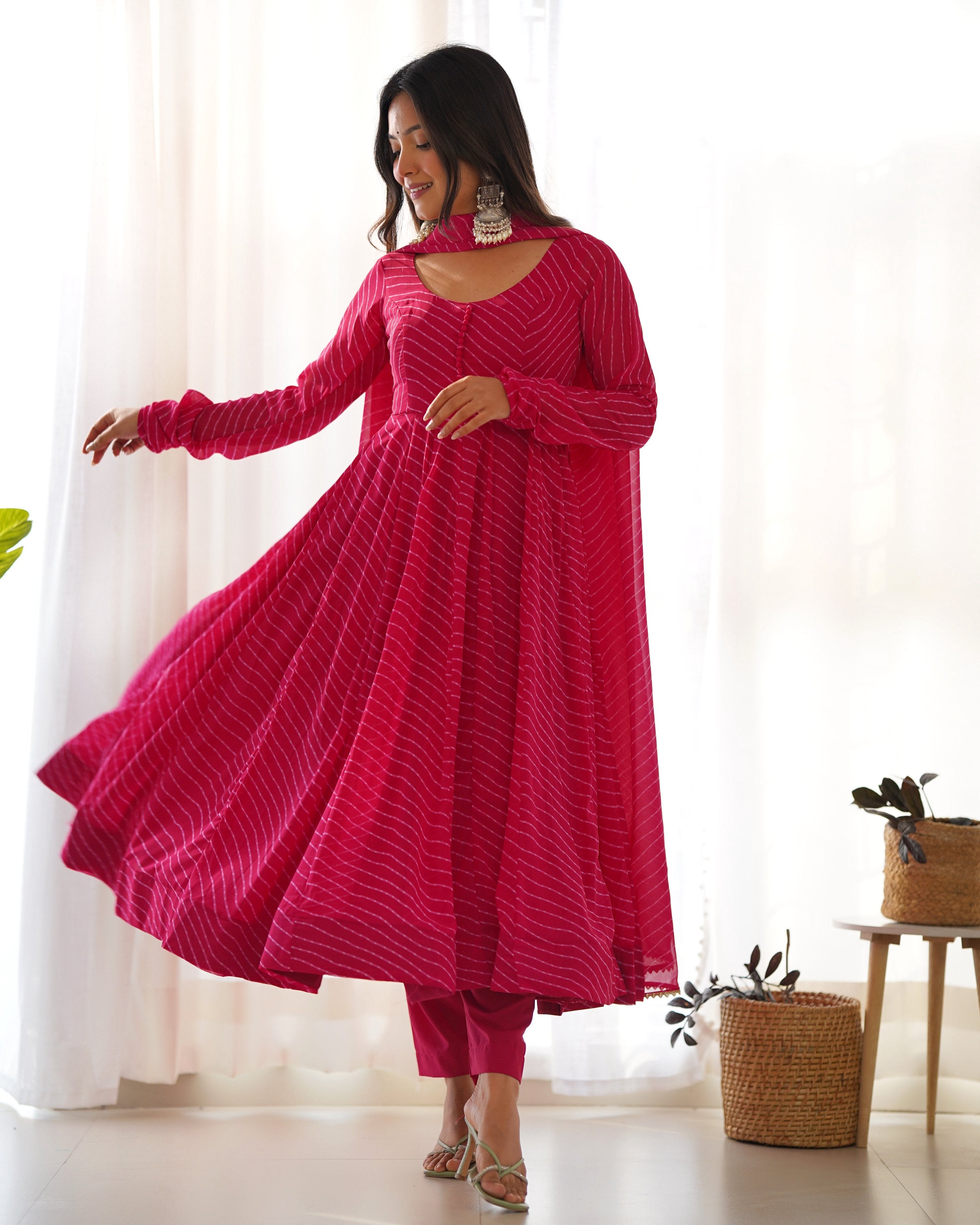 Lehenga Mart Wedding Wear Anarkali Suit With Dupatta - pink