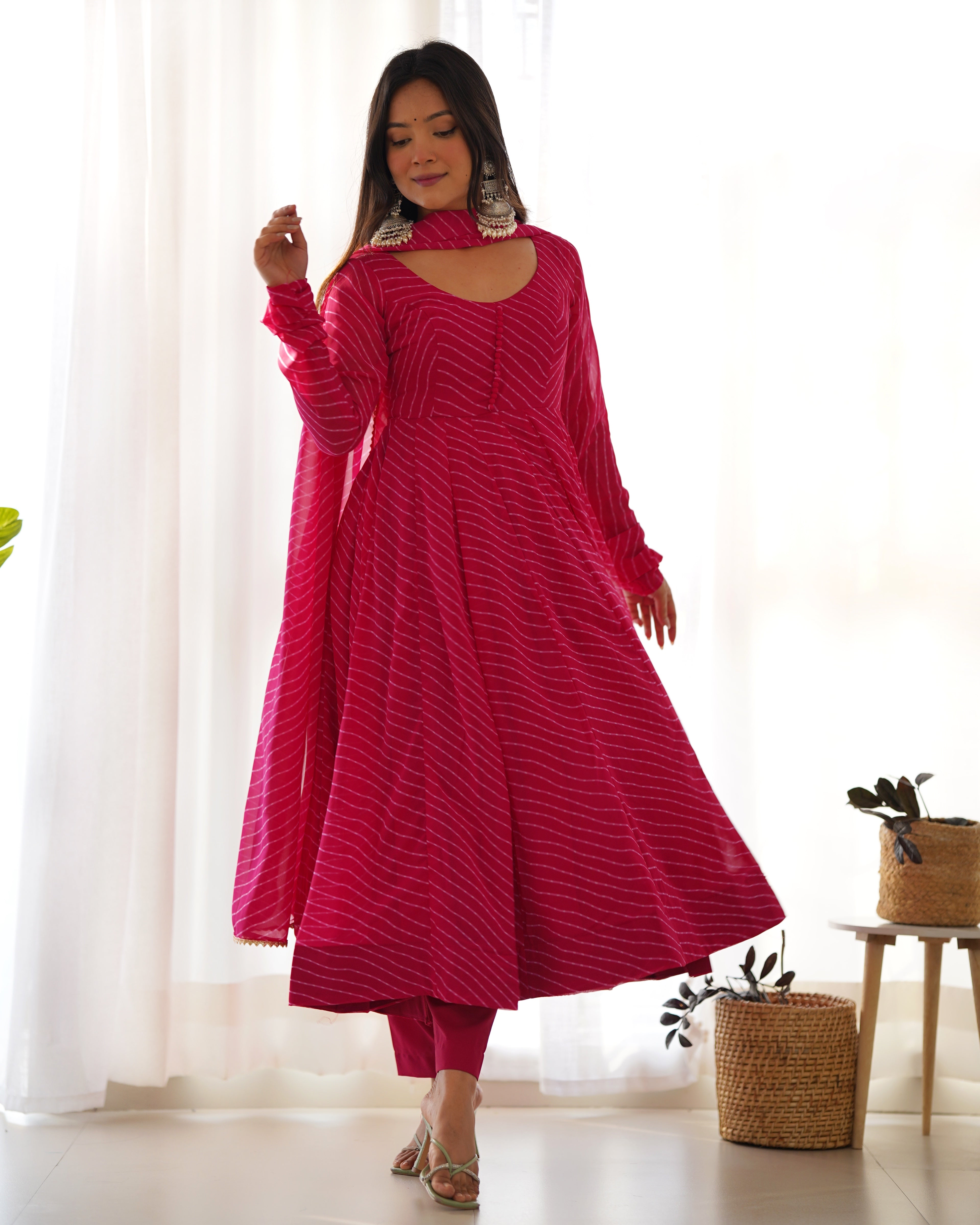 Lehenga Mart Wedding Wear Anarkali Suit With Dupatta - pink