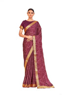Vamika Wine Designer Cadbury Chiffon Banarasi Lace Saree