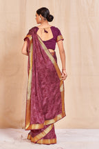 Vamika Wine Designer Cadbury Chiffon Banarasi Lace Saree