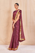 Vamika Wine Designer Cadbury Chiffon Banarasi Lace Saree