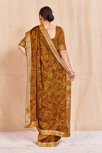 Vamika Mustard Designer Cadbury Chiffon Banarasi Lace Saree