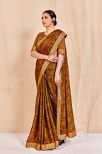 Vamika Mustard Designer Cadbury Chiffon Banarasi Lace Saree