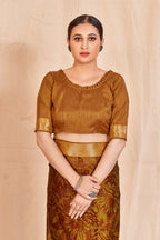 Vamika Mustard Designer Cadbury Chiffon Banarasi Lace Saree