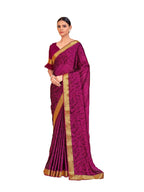 Vamika Purple Designer Cadbury Chiffon Banarasi Lace Saree