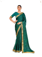 Vamika Rama Green Designer Cadbury Chiffon Banarasi Lace Saree