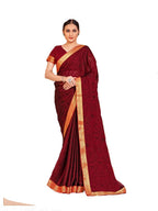 Vamika Maroon Designer Cadbury Chiffon Banarasi Lace Saree