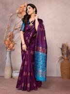 Vedant Vastram Soft Litchi Silk Kanjeevaram Saree - Wine - Distacart