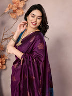 Vedant Vastram Soft Litchi Silk Kanjeevaram Saree - Wine - Distacart