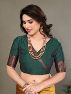 Vedant Vastram Soft Litchi Silk Kanjeevaram Saree - Mustard - Distacart