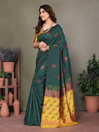 Vedant Vastram Soft Litchi Silk Kanjeevaram Saree - Green - Distacart