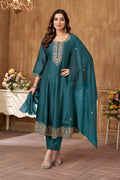 Vedant Vastram Kurta Pant set with Dupatta having Beautiful Embroidered work - Rama