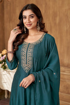 Vedant Vastram Kurta Pant set with Dupatta having Beautiful Embroidered work - Rama