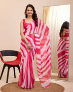 Pink Georgette Designer Printed Ready To Wear Saree - Ibiza