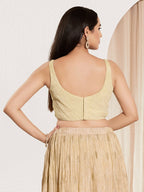 Joban Fashion Cream Tissue Padded Blouse With Sweetheart Neck Sleeveless - Distacart