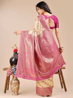 Shree Shyam Fashion Aura Silk Cream Magenta Banarasi Silk Saree