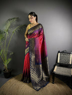 Joban Fashion Red Handloom Silk Ikkat Saree - Distacart
