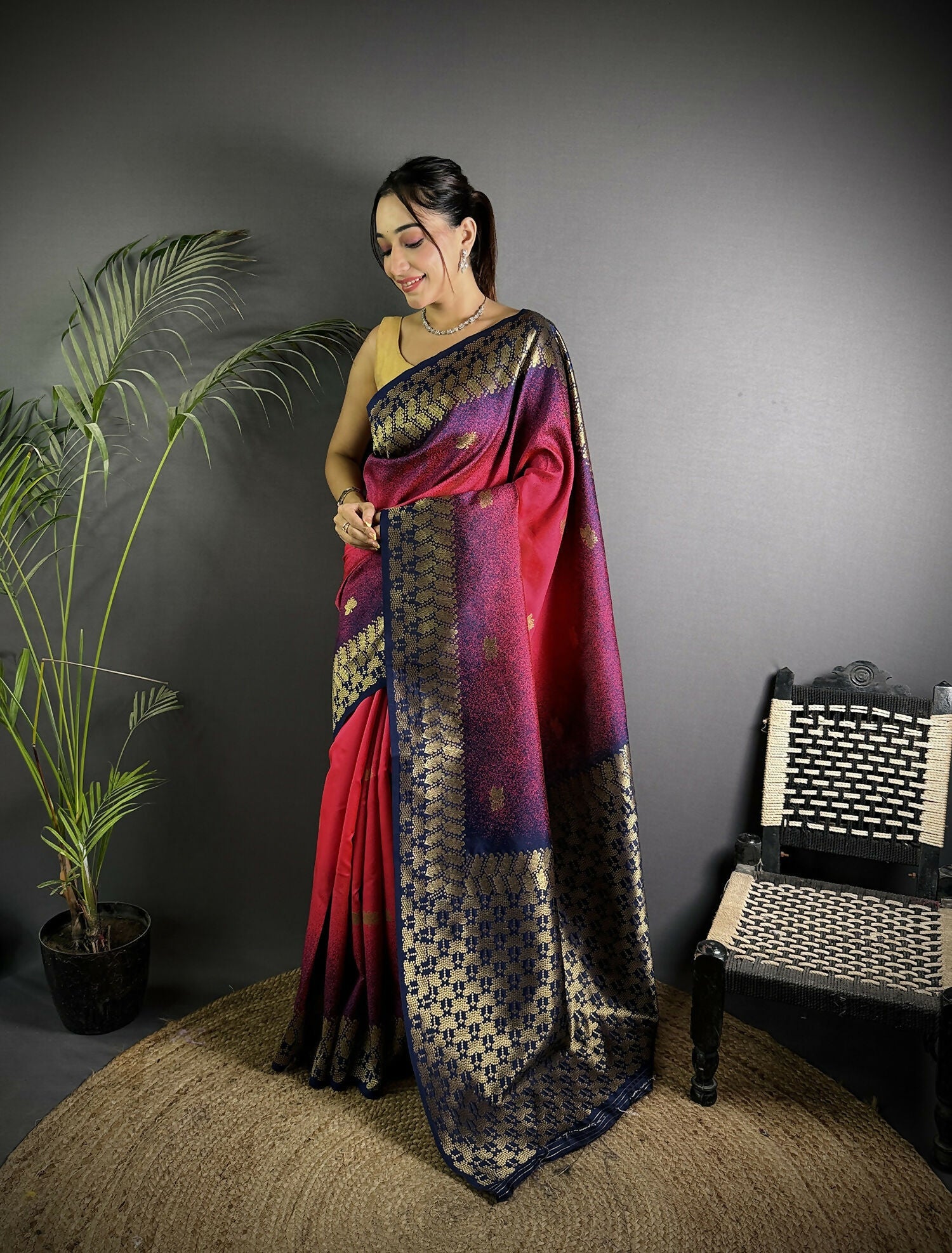 Joban Fashion Red Handloom Silk Ikkat Saree - Distacart